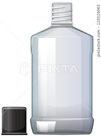Transparent Plastic Bottle with Black Cap Illustration 128528063
