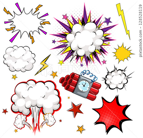 Comic Style Explosions and Lightning Vector Elements 128528119