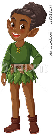 Charming Fairy in Green Leaf Outfit 128528157