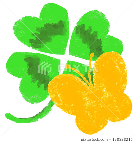 蠟筆小新觸碰蝴蝶圖片四葉草和蝴蝶 128528215