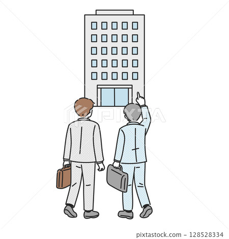 Back view of a businessman heading towards an office building Back view of a businessman heading towards an office building 128528334