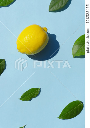 檸檬和檸檬葉背景 128528435
