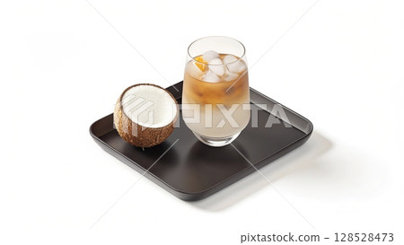 Fresh tropical cocktails on beautiful sunny beach 128528473