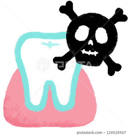 蠟筆觸感，蛀牙圖像，手繪插圖 128528507