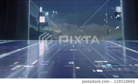Game background: Highway road seen from the truck bed 128528668