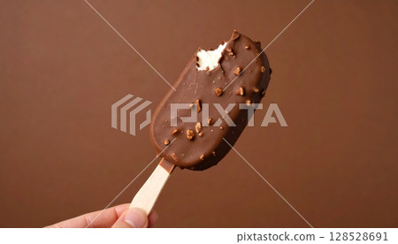 Delicious chocolate ice cream bar isolated on a white background Delicious chocolate ice cream bar isolated on a white background 128528691
