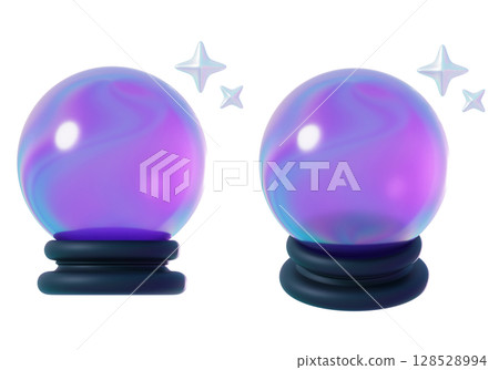 cartoon style crystal ball magic orb 3D graphic 128528994