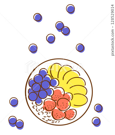 Acai bowl hand drawn illustration Acai bowl hand drawn illustration 128529014