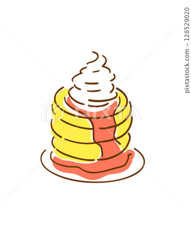 夏威夷煎餅的手繪插圖 夏威夷煎餅的手繪插圖 128529020