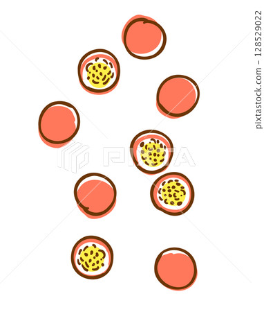 Passion fruit hand drawn illustration 128529022