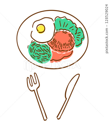 Loco moco hand drawn illustration 128529024
