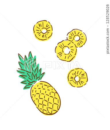 Hand drawn illustration of pineapple Hand drawn illustration of pineapple 128529026