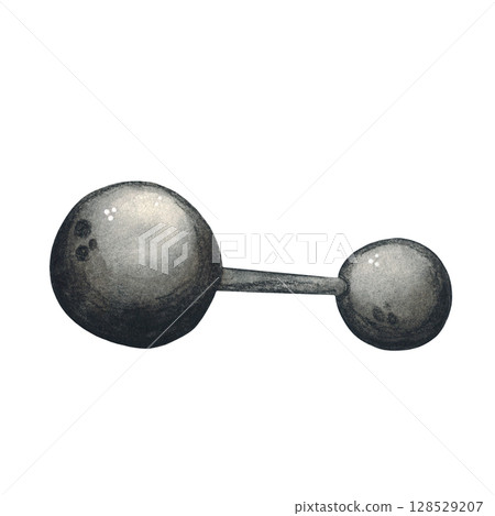 Black barbell watercolor illustration in children's style 128529207