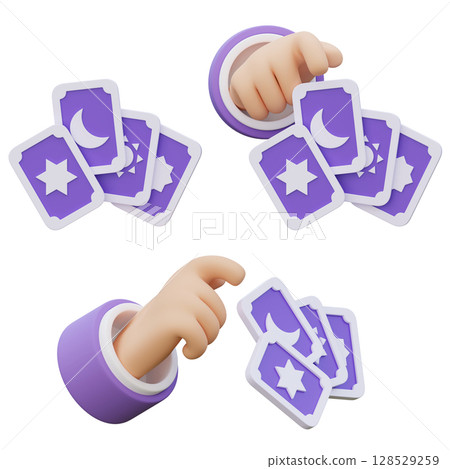 cartoon style Hands that choose tarot cards 3D icon 128529259