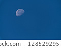 The moon floating in the blue sky 128529295