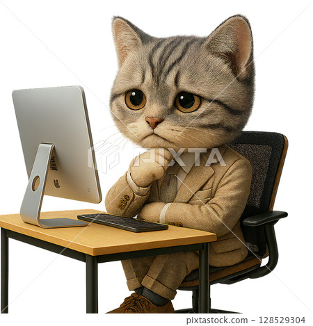 Businessman Cat - Worried Businessman Cat - Worried 128529304
