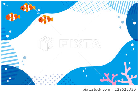 小丑魚和珊瑚向量插圖框架背景材料 128529339