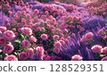 Pink and purple flower field 128529351