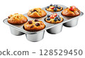 Muffin isolated on white background transparent PNG clipart. 128529450