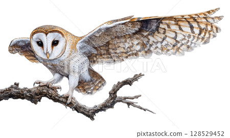 Owl isolated on white background transparent PNG clipart. 128529452