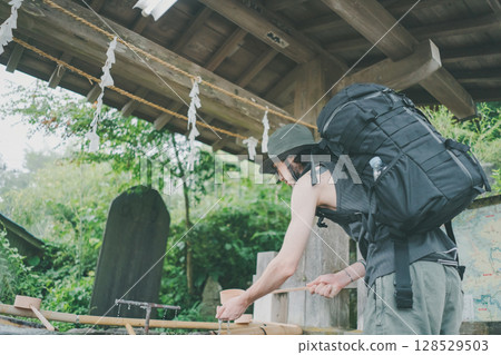 water for washing one's hands, Place for Ritual Cleansing, tourist 128529503