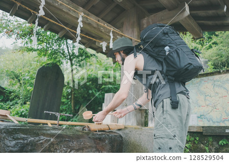 water for washing one's hands, Place for Ritual Cleansing, tourist 128529504