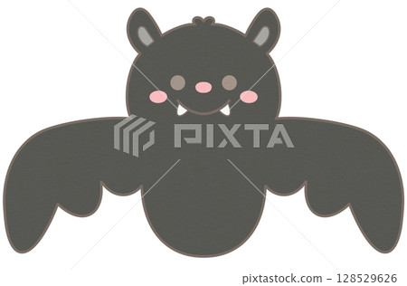 Hand drawn cute happy halloween flying bats 128529626