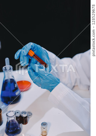 Modern Empty Science Laboratory With Microscopes, Test Tubes And Other Laboratory Equipments 128529678