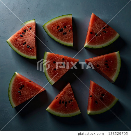 watermelon, fruit, summer, sweetness, juicy, seeds, rind, chilled, slice, cube cut, large fruit, red flesh, refreshing, tropical fruit, cold snack, hydrating, picnic fruit, dessert fruit, juicy flesh, 128529705