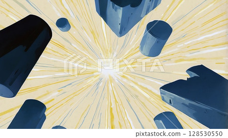 Game background: Background image of exploding rocks and concrete fragments flying 128530550