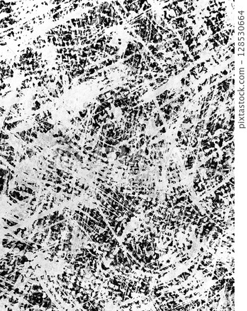 The artwork displays complex textures created by random scratches and lines, forming a captivating abstract design that invites viewer interpretation and emotional response. 128530664