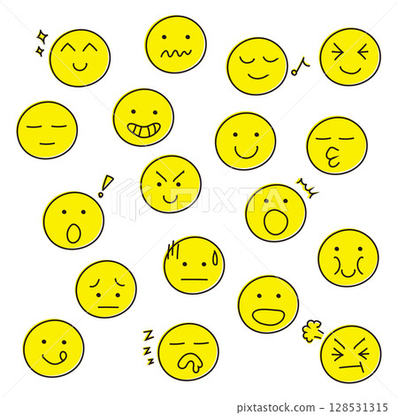 Hand-drawn emotion icon set | Cute emoji and facial expression collection 128531315