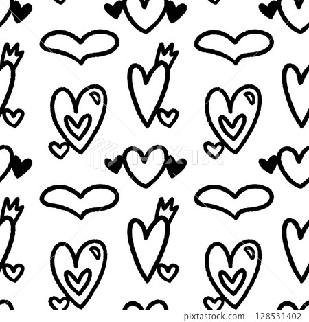 seamless pattern with ink hearts seamless pattern with ink hearts 128531402