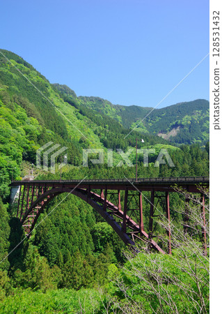 愛媛縣四國中央市堂山川上的藤原橋 愛媛縣四國中央市堂山川上的藤原橋 128531432