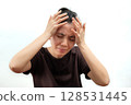 Woman Suffering from Severe Experiencing Migraine Headache in Distress 128531445