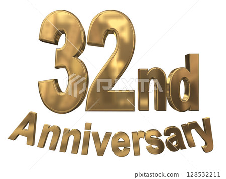 3DCG text "32nd Anniversary/32nd Anniversary Mark Sparkle" 128532211
