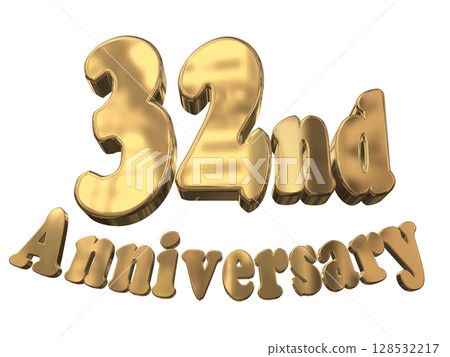 3DCG text "32nd Anniversary/32nd Anniversary Mark Sparkle" 128532217