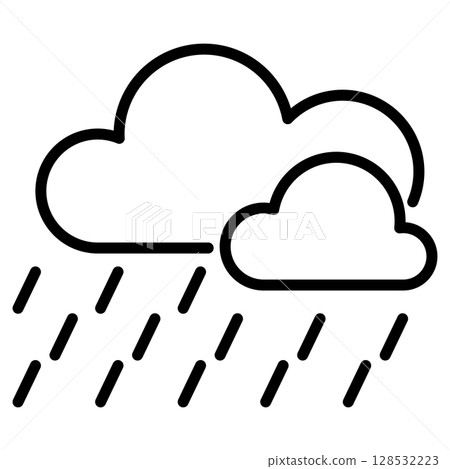 Rainy Clouds Line Icon Vector with Editable Stroke 128532223