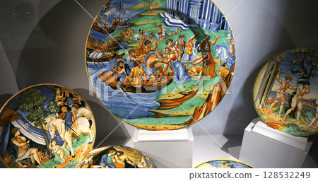 ancient ceramic pottery dish from renaissance ancient ceramic pottery dish from renaissance 128532249