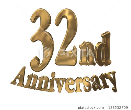 3DCG文字“32週年/32週年紀念馬克·斯帕克” 128532709