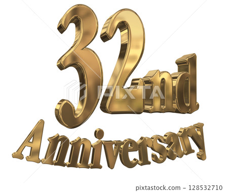 3DCG文字“32週年/32週年紀念馬克·斯帕克” 128532710