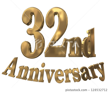 3DCG text "32nd Anniversary/32nd Anniversary Mark Sparkle" 128532712