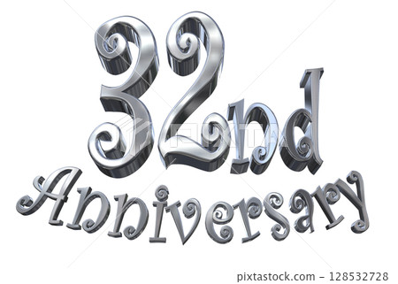 3DCG text "32nd Anniversary/32nd Anniversary Mark Sparkle" 128532728