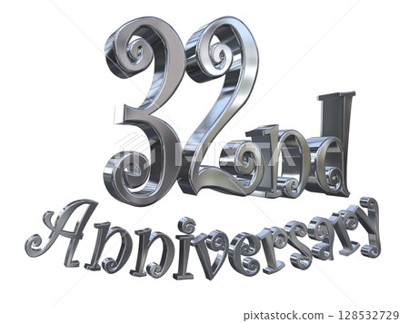 3DCG text "32nd Anniversary/32nd Anniversary Mark Sparkle" 128532729