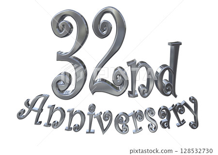 3DCG text "32nd Anniversary/32nd Anniversary Mark Sparkle" 128532730