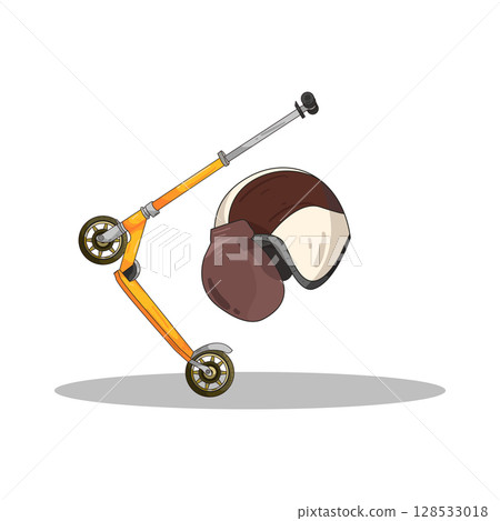illustration of electric scooter with helmet illustration of electric scooter with helmet 128533018