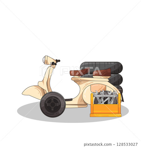 illustration of motor scooter repair illustration of motor scooter repair 128533027