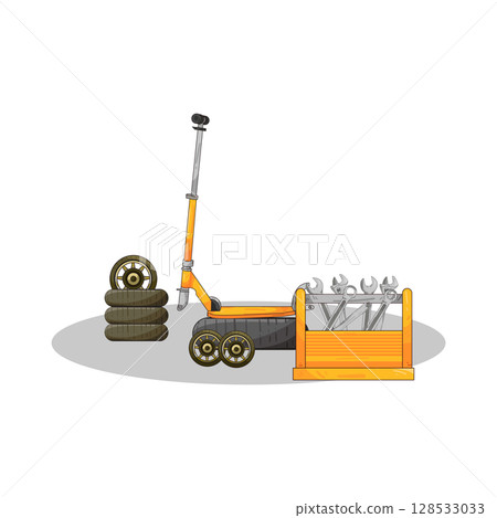 illustration of electric scooter repair 128533033