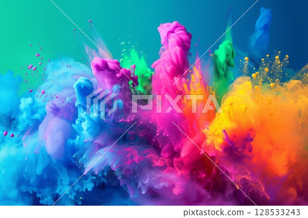 Color bombs explode bright background, HD, Generative Ai 128533243