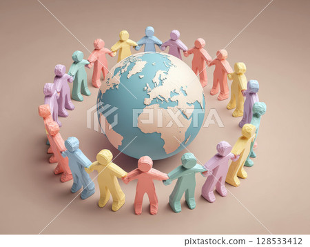Diverse hands united in solidarity community space gigapixel image creative environment view inclusion concept. 128533412